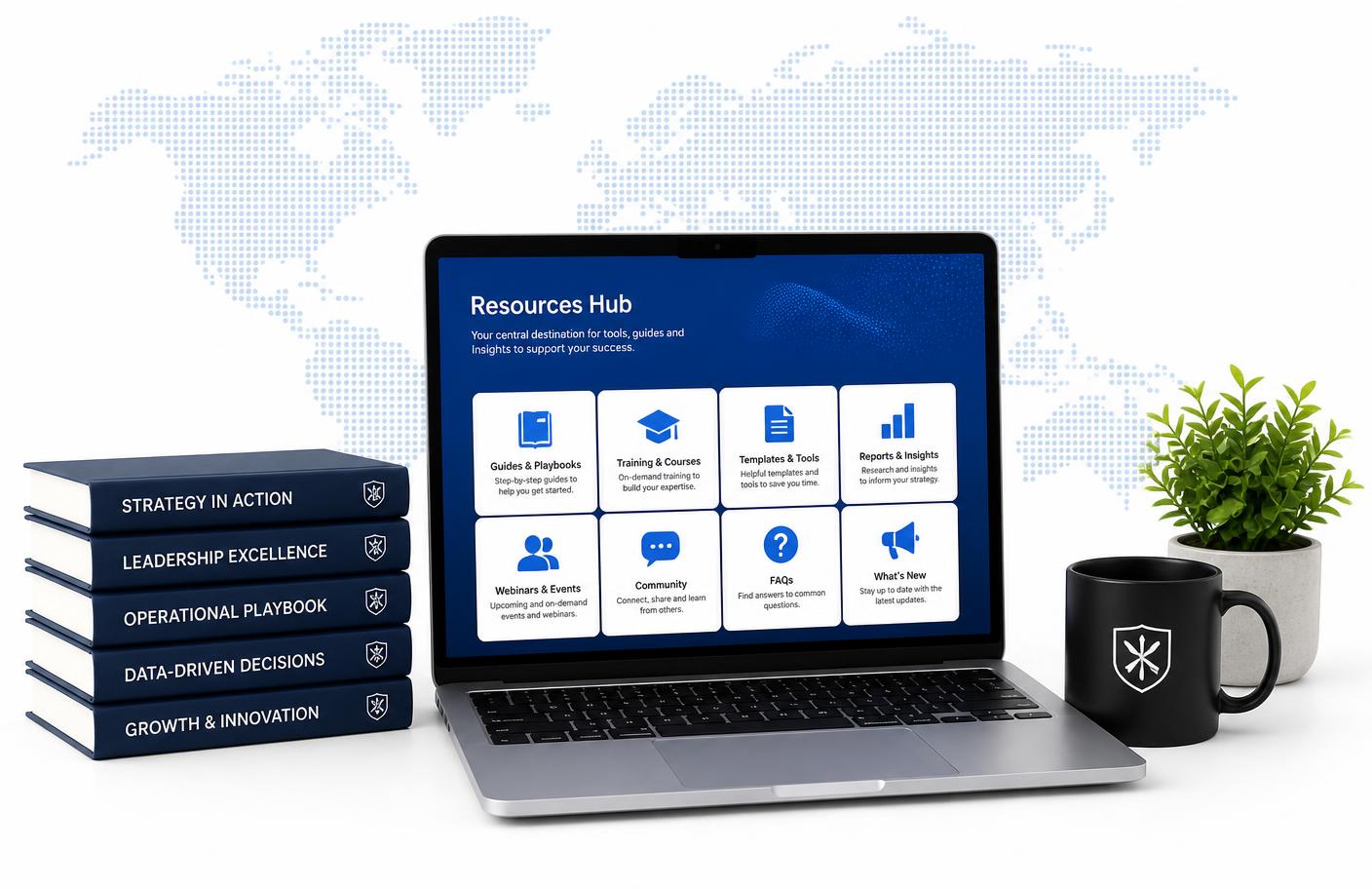 Laptop displaying the ShazzBiz resource library